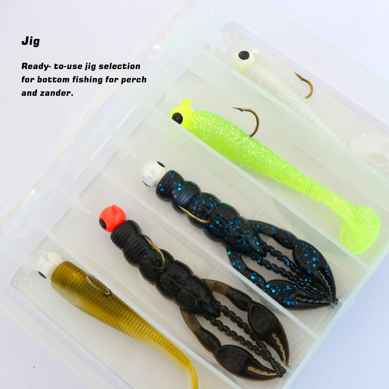 Customized trout/perch/pike/zander fishing kit with jig head twister