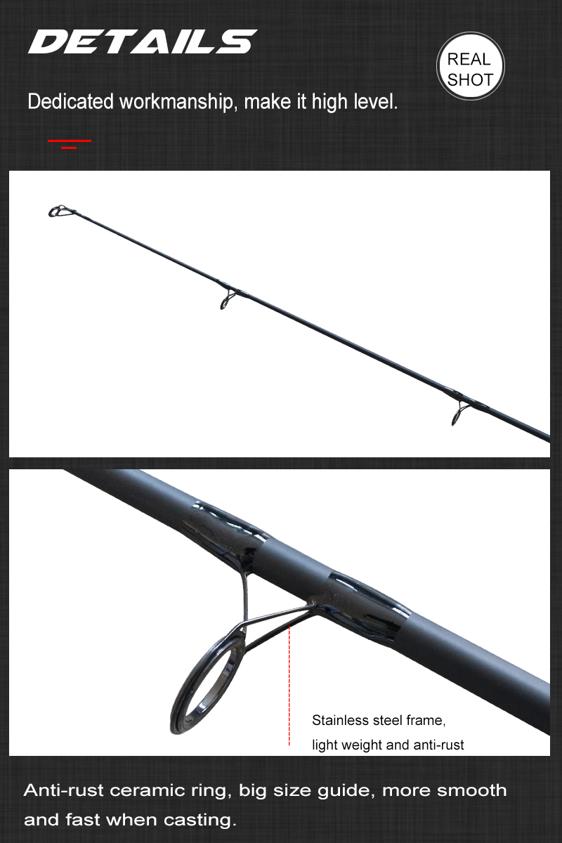 Customized composite carbon/epoxy 9'/2.7m 2pcs catfish rod combo
