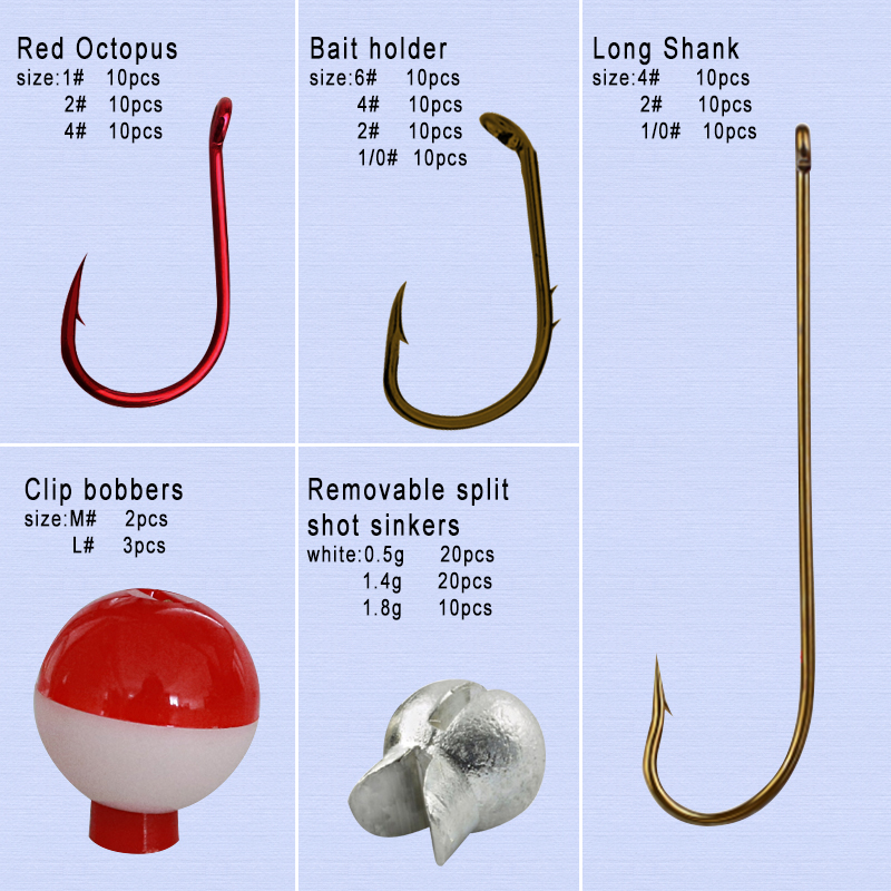 Customized terminal tackle box-hook, float, sinkers